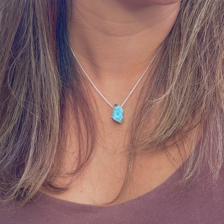 Larimar - colar curto 40 cm (prata 925)