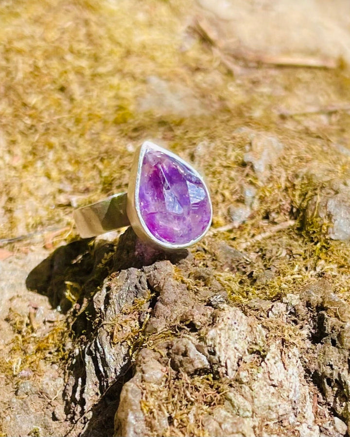 Ametista Anel Chama Violeta (prata 925)