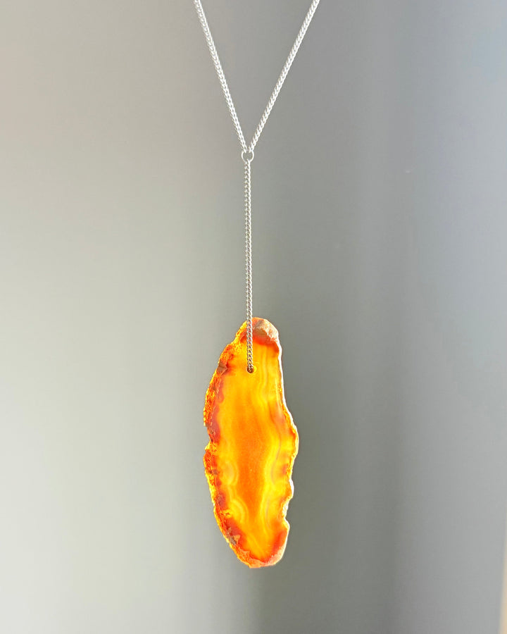 Ágata de Fogo - colar modelo pêndulo (prata 925 escurecida)