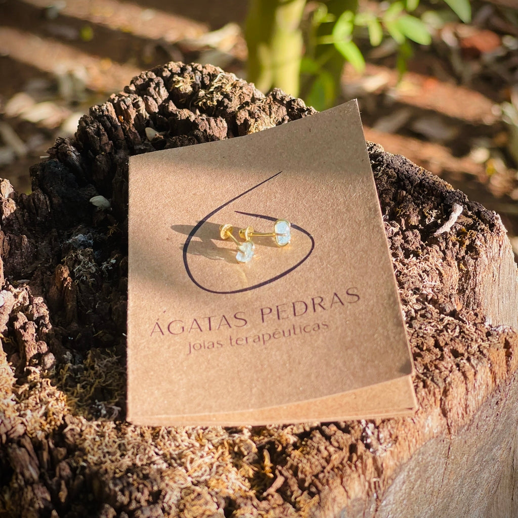 Água Marinha - brinco infantil (ouro 18k)