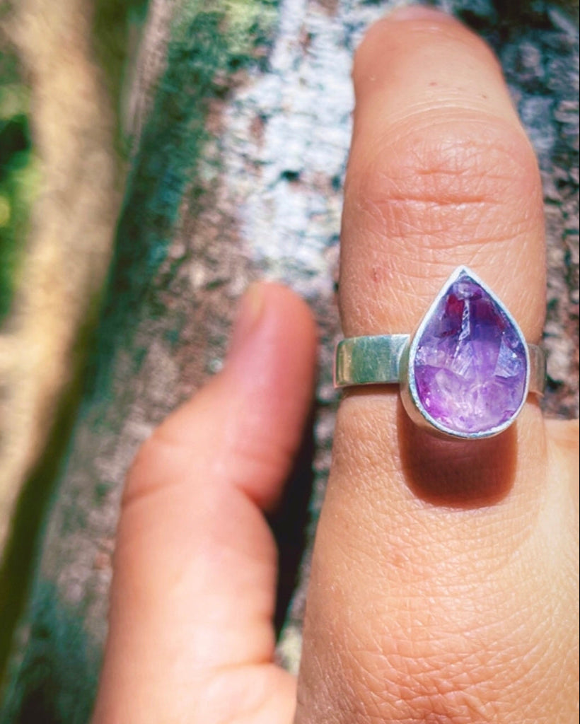 Ametista Anel Chama Violeta (prata 925)