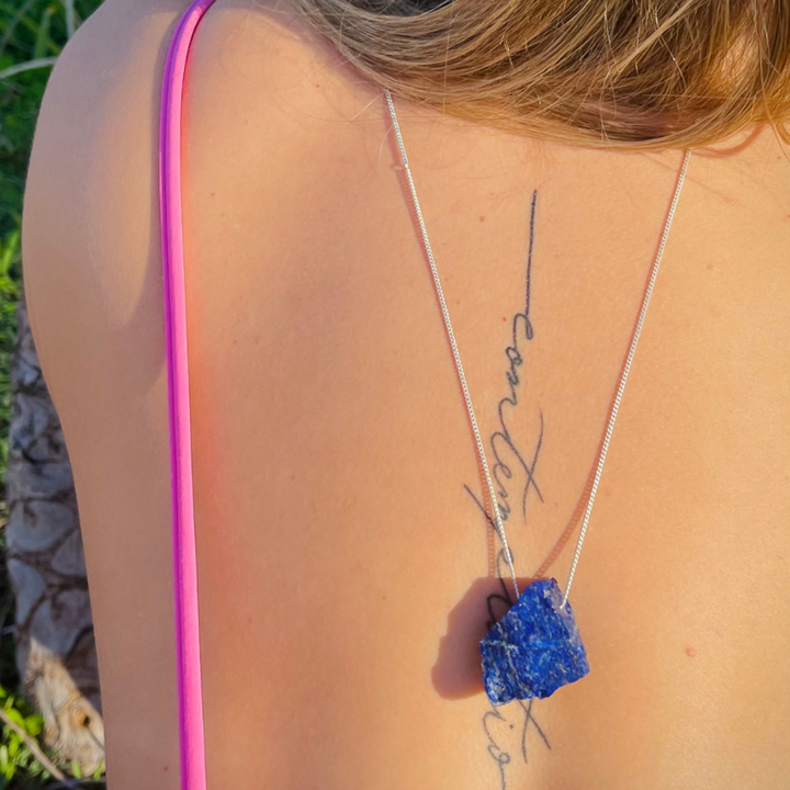 Lápis Lazuli - colar longo 70 cm (prata 925)