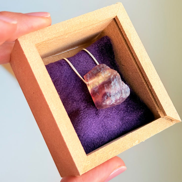 Fluorita Arco-Íris - colar curto 50 cm (prata 925)