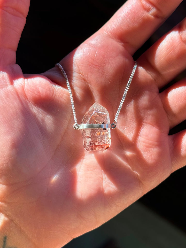Cristal Rutilado - colar elo curto 50 cm (prata 925)