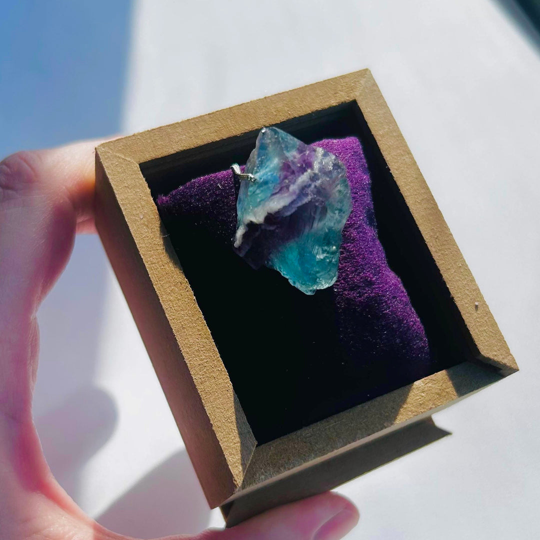 Fluorita Arco-Íris - colar curto 50 cm (prata 925)