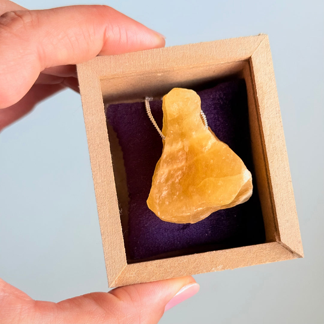 Calcita Amarela - colar longo 70 cm (prata 925)