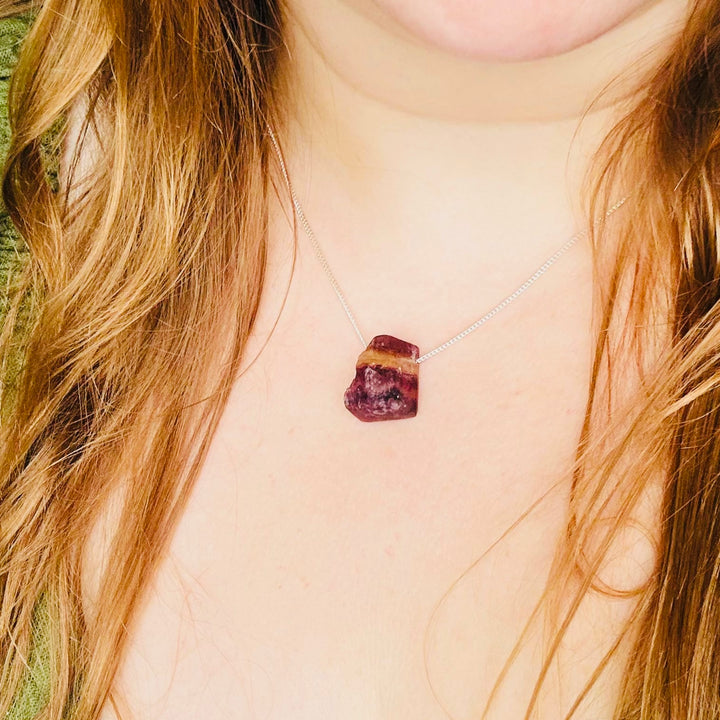 Fluorita Arco-Íris - colar curto 50 cm (prata 925)