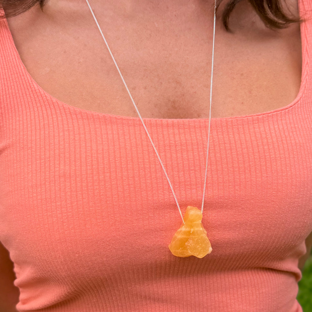 Calcita Amarela - colar longo 70 cm (prata 925)