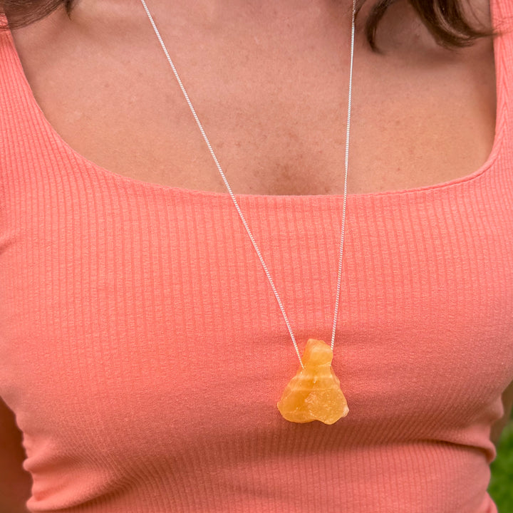 Calcita Amarela - colar longo 70 cm (prata 925)