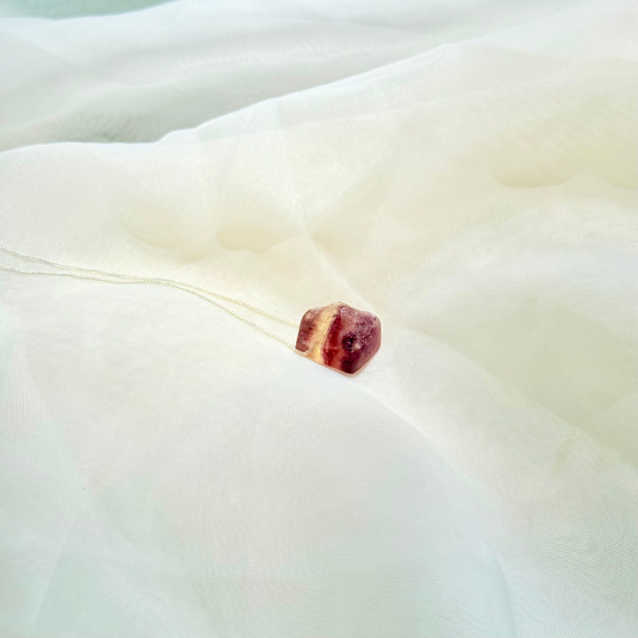 Fluorita Arco-Íris - colar curto 50 cm (prata 925)