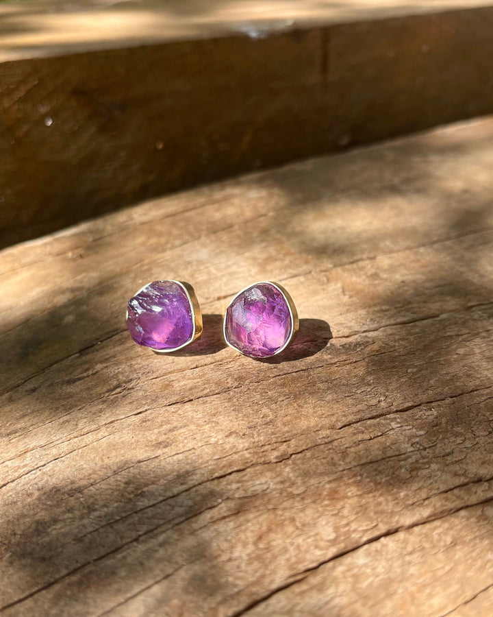 Ametista - brinco moldura M (ouro 18k)