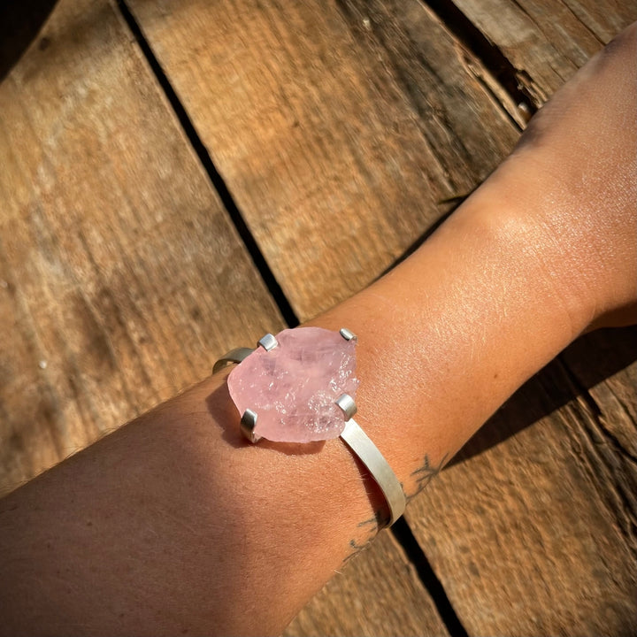 Quartzo Rosa - bracelete (prata 925)