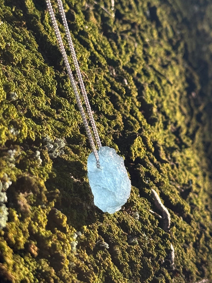 Água Marinha - colar longo 60 cm (prata 925)