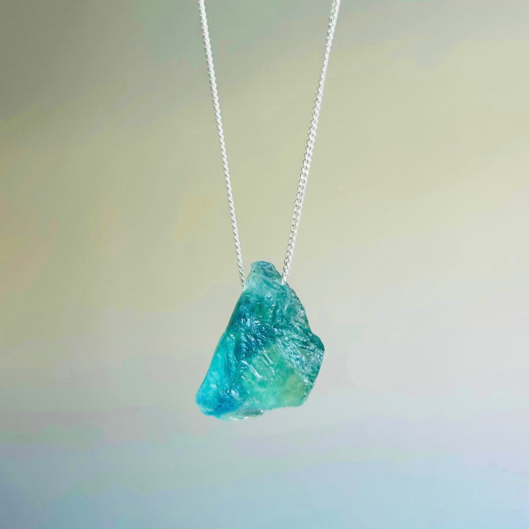 Fluorita Arco-Íris - colar longo 60 cm (prata 925)