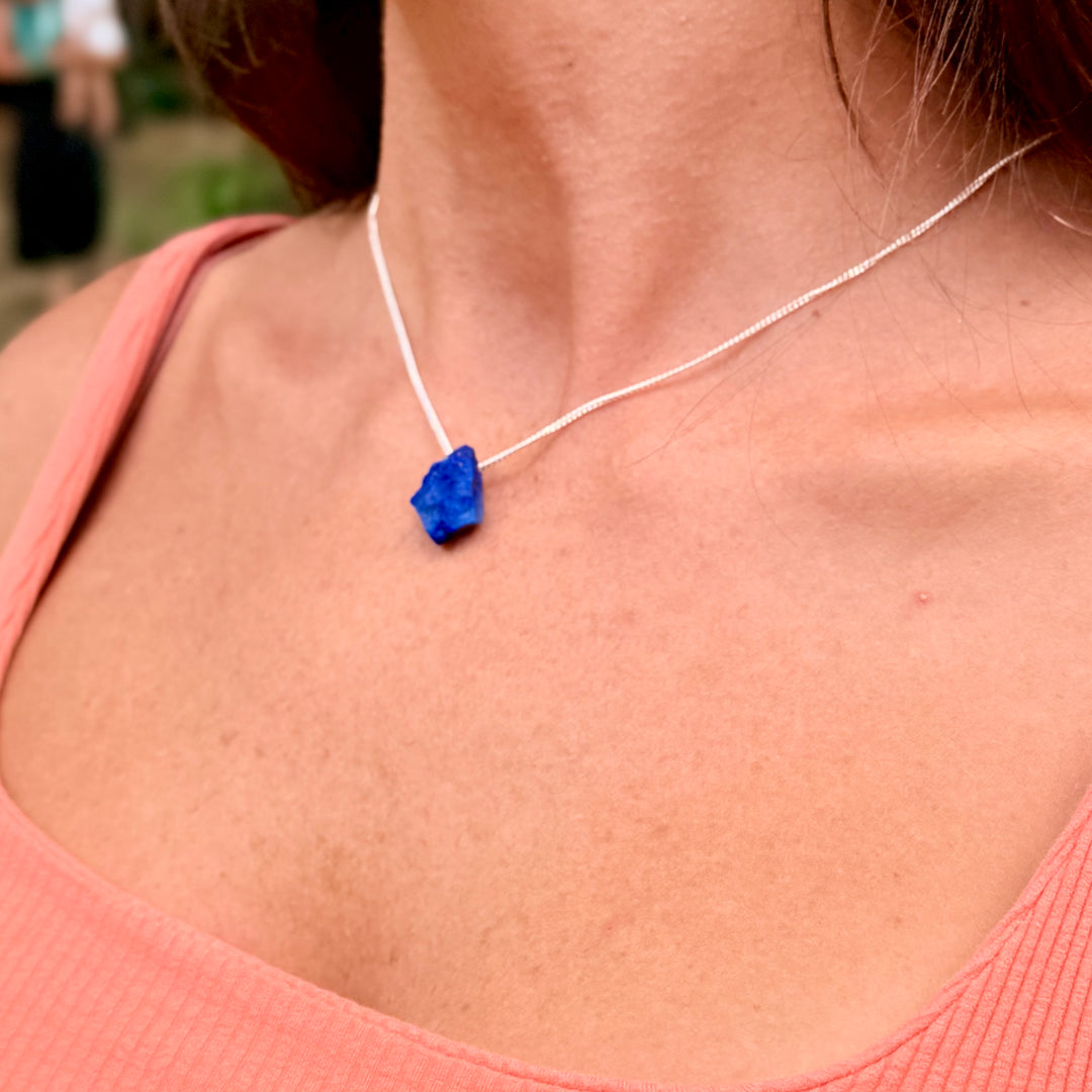 Lápis Lazuli - colar curto 40 cm (prata 925)