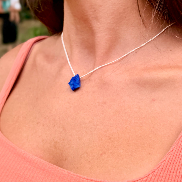 Lápis Lazuli - colar curto 40 cm (prata 925)