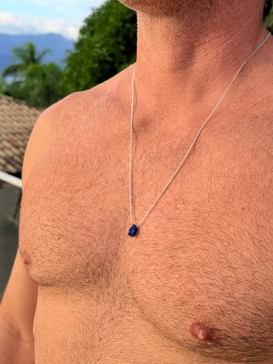 Água Marinha e Lápis Lazuli - escapulário 70 cm (prata 925)