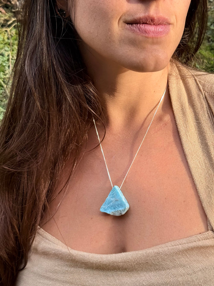 Larimar - colar curto 50 cm (prata 925)
