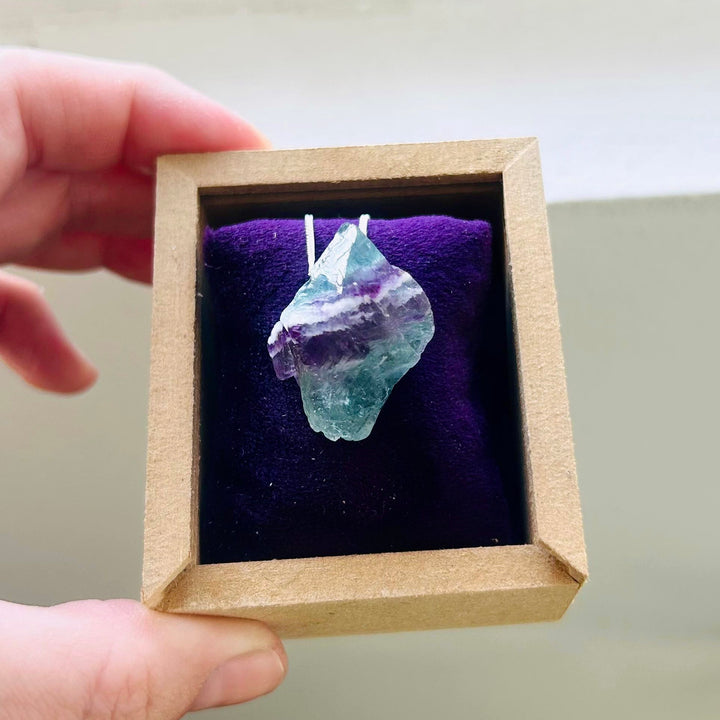 Fluorita Arco-Íris - colar curto 50 cm (prata 925)