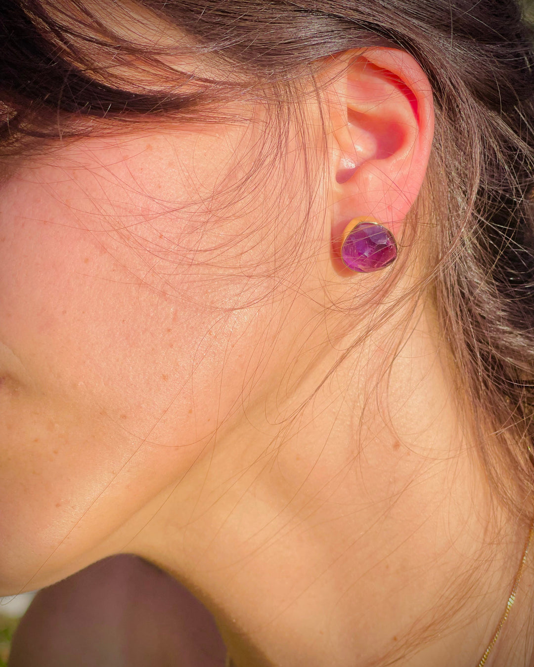 Ametista - brinco moldura M (ouro 18k)