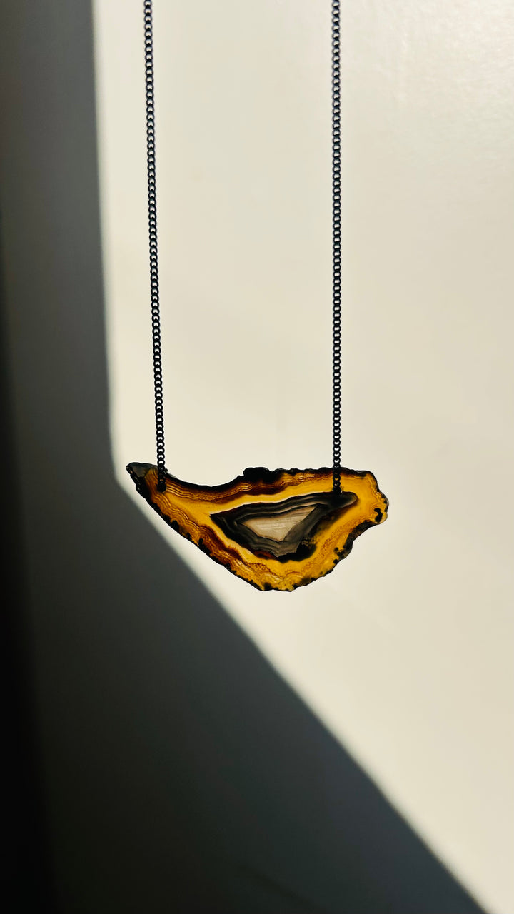 Ágata de Fogo - colar curto 45 cm (prata 925 escurecida)