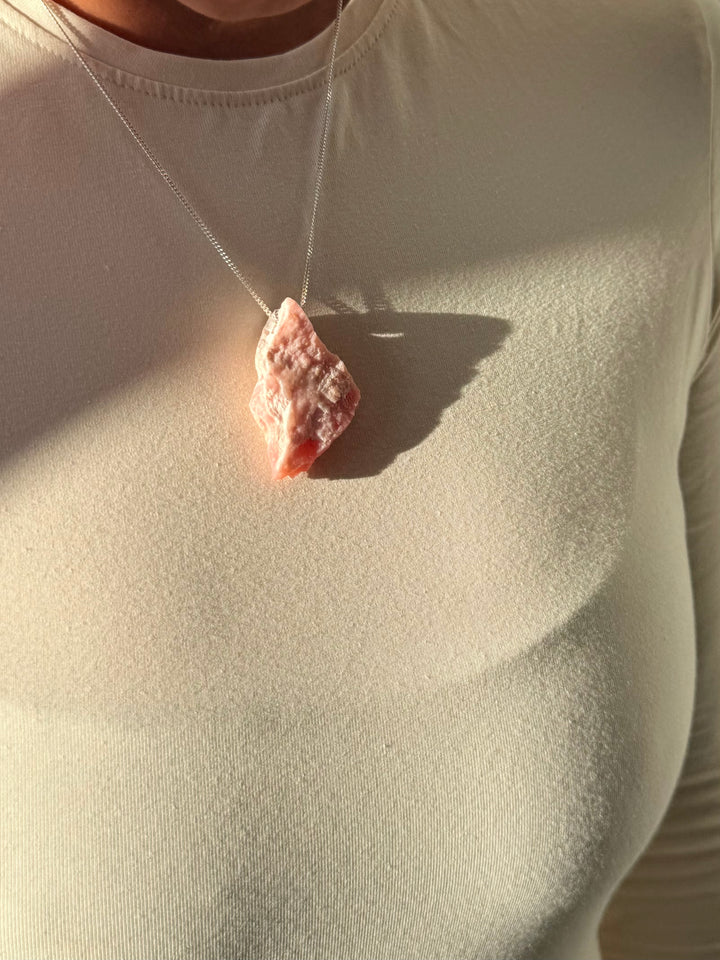 Opala Rosa - colar curto 50 cm (prata 925)