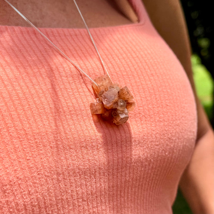 Aragonita - colar curto 60 cm (prata 925)