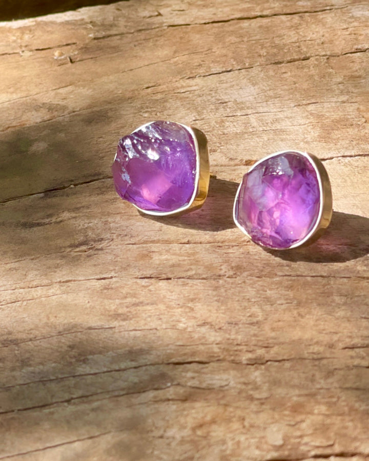 Ametista - brinco moldura M (ouro 18k)
