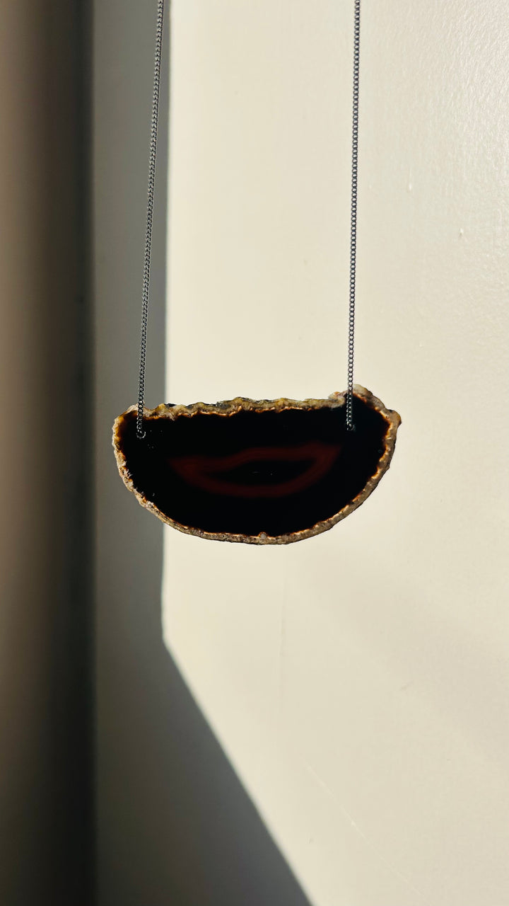 Ágata Preta - colar curto 55 cm (prata 925 escurecida)