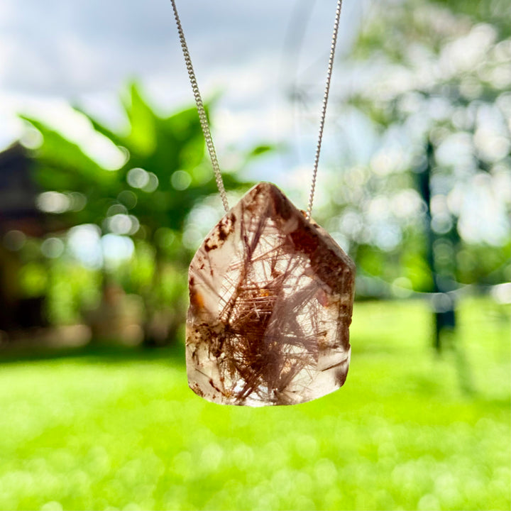 Cristal Rutilado - colar curto 50 cm (prata 925)