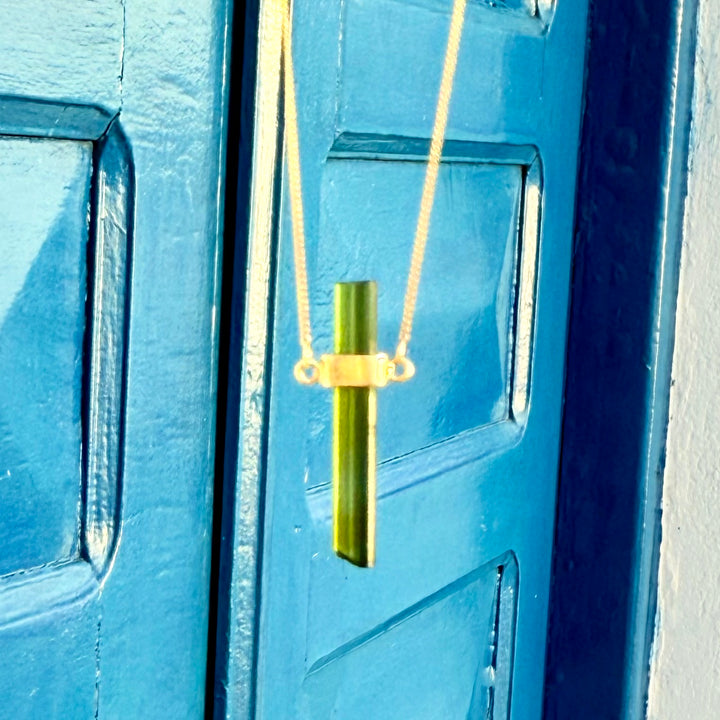Turmalina Verde - colar cinturão curto 45 cm (ouro 18k)