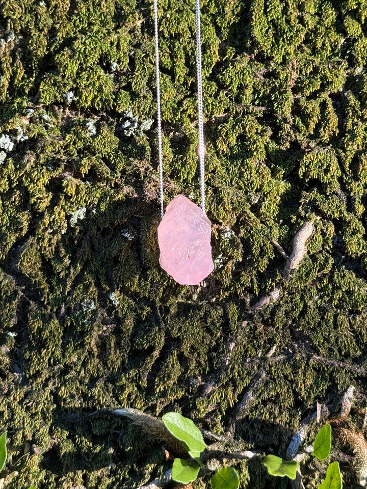 Quartzo Rosa - colar longo 60 cm (prata 925)
