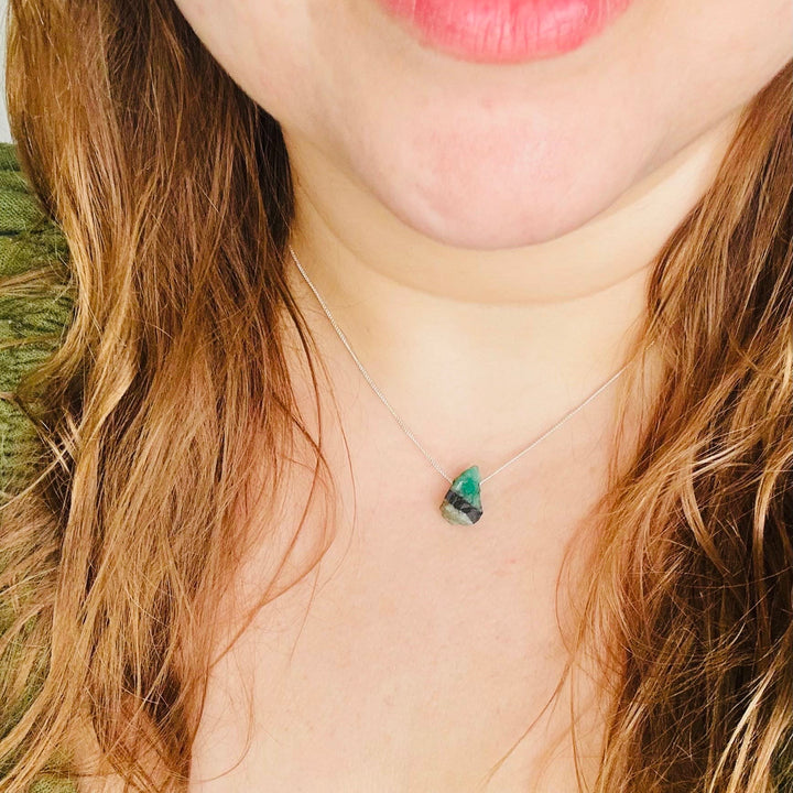 Esmeralda Colombiana - colar curto 40 cm (prata 925)