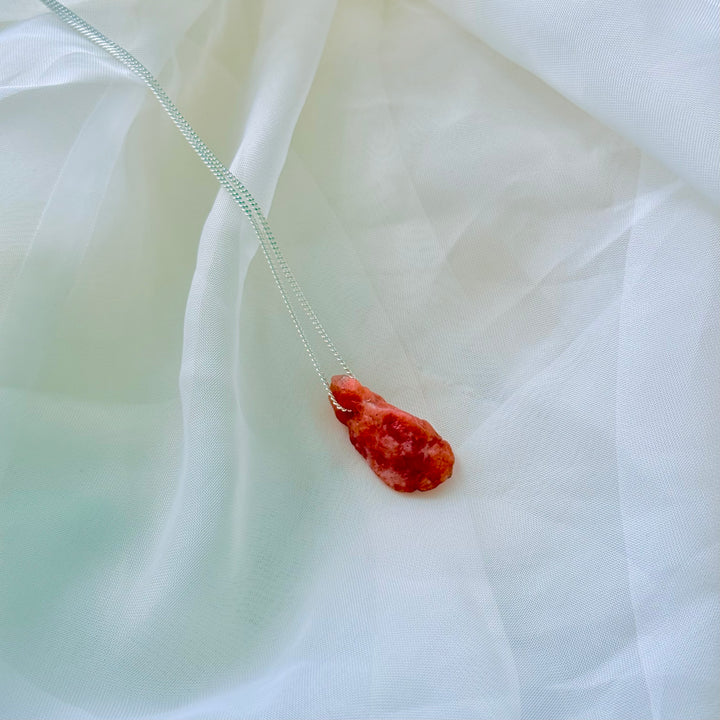 Calcita Laranja - colar longo 70 cm (prata 925)