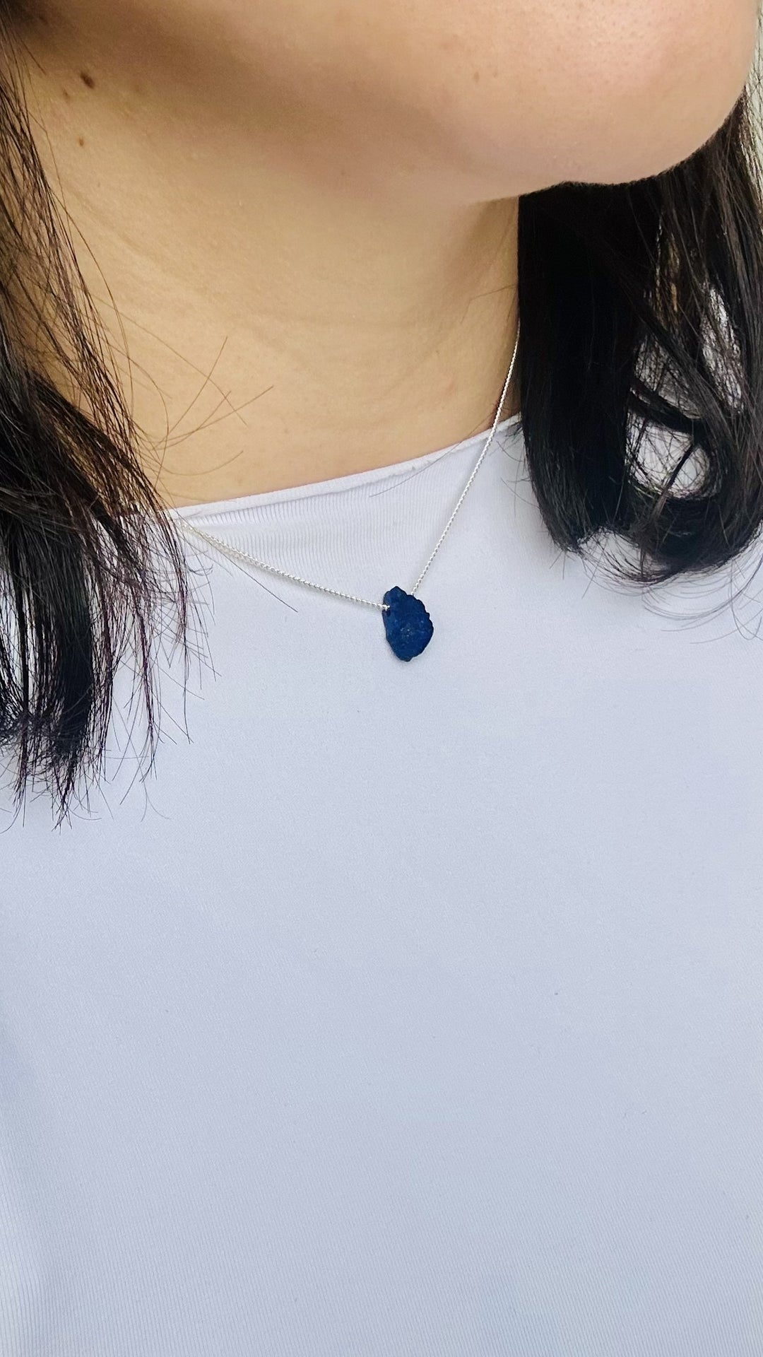 Lápis Lazuli - colar curto 40 cm (prata 925)