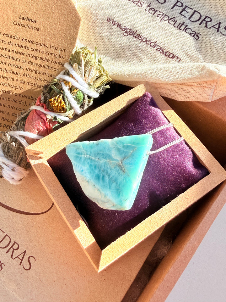 Larimar - colar curto 50 cm (prata 925)