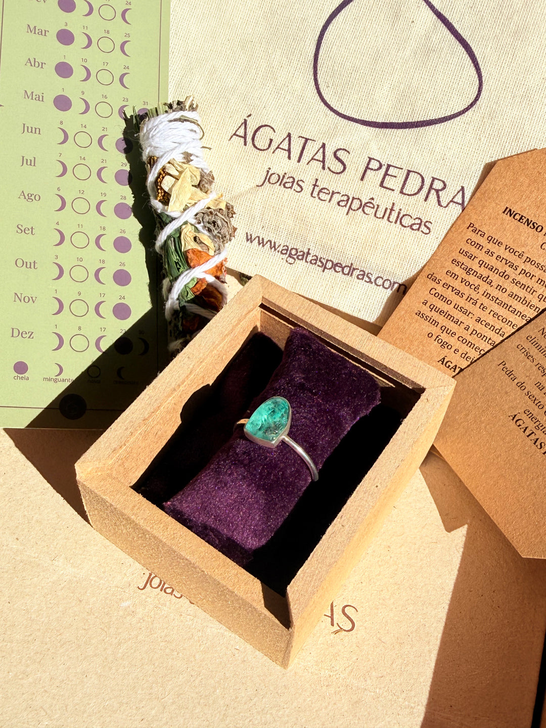 Apatita Africana - anel nº25 (prata 925)