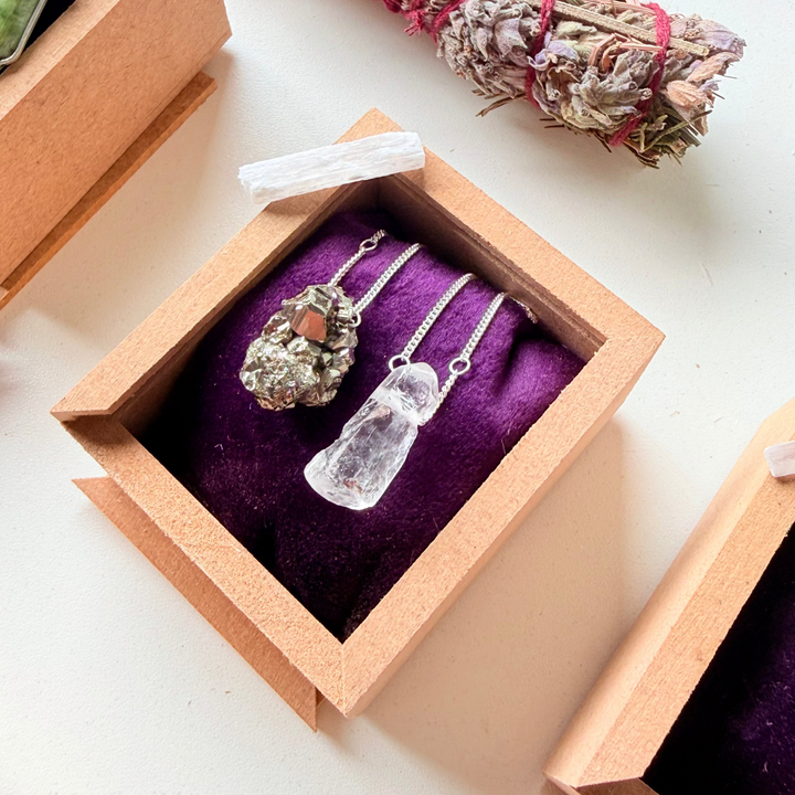 Pirita e Quartzo Cristal - escapulário 70 cm (prata 925)