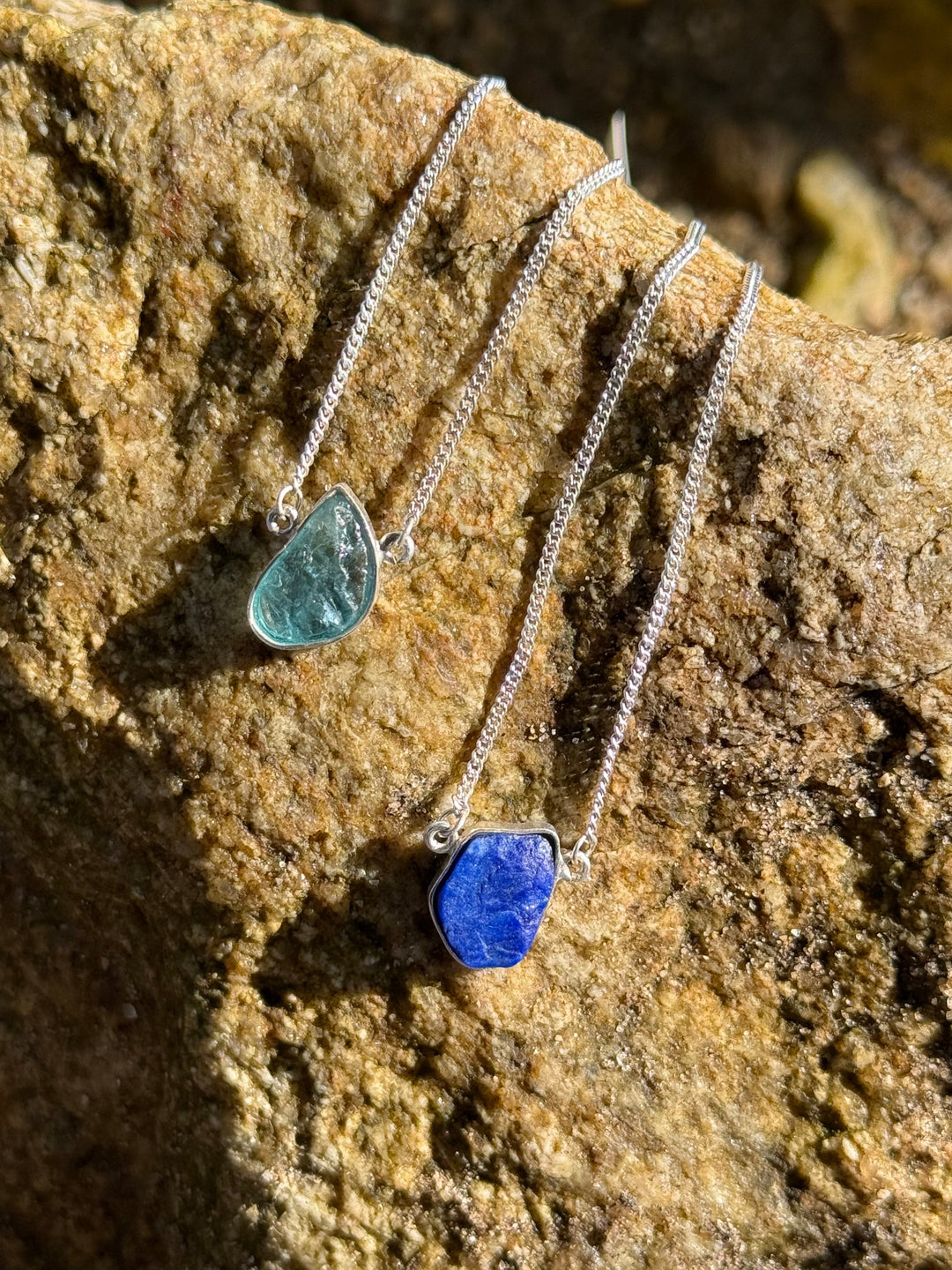 Apatita Africana e Lápis Lazuli - escapulário 70 cm (prata 925)