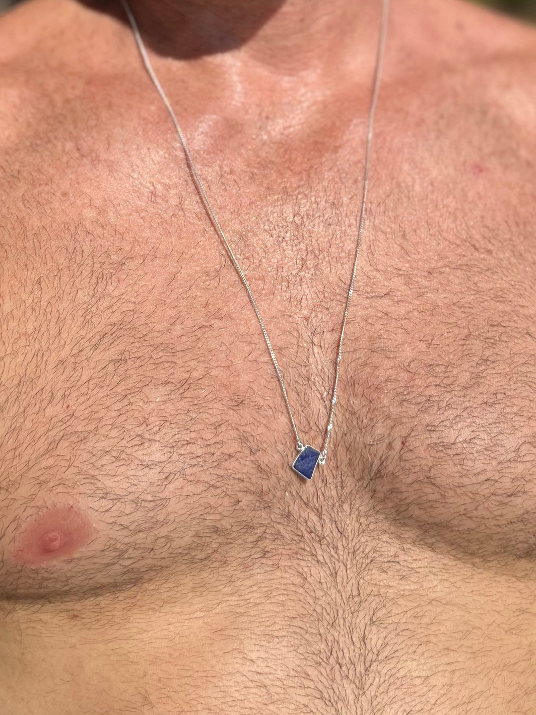 Lápis Lazuli e Turquesa Peruana - escapulário moldura 70 cm (prata 925)