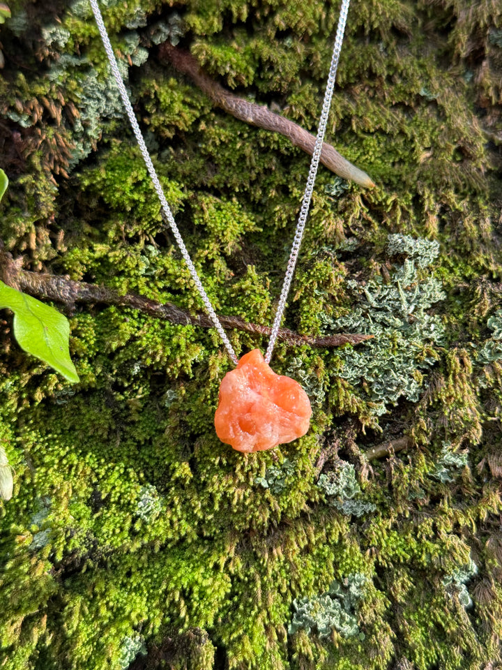 Calcita Laranja - colar curto 40 cm (prata 925)