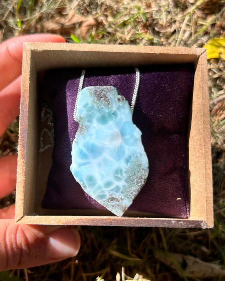 Larimar - colar longo 70 cm (prata 925)