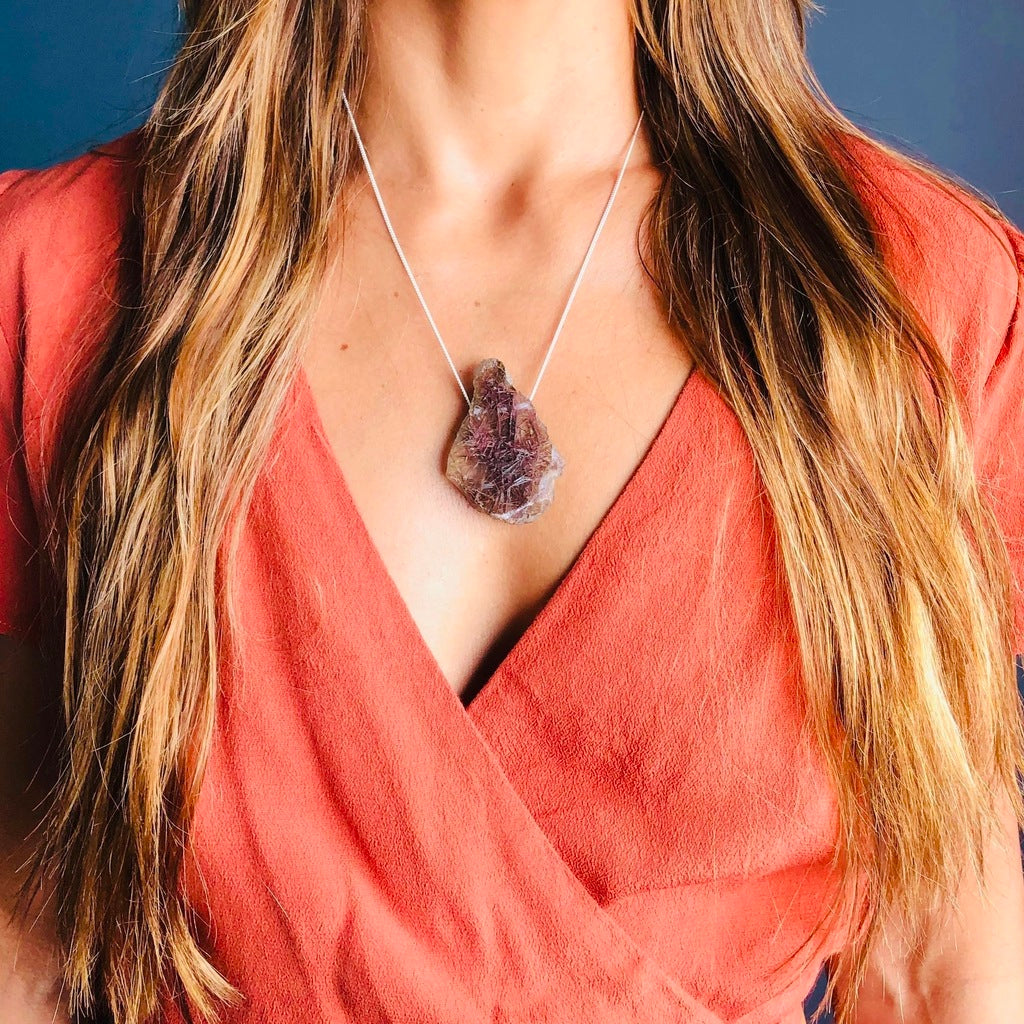 Cristal Rutilado - colar curto 50 cm (prata 925)